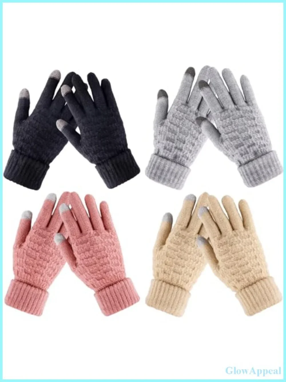 Winter Gloves for Women - 4 Pairs Knit Touchscreen Gloves